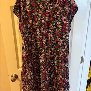 Floral Mini Dress - Black and Pink